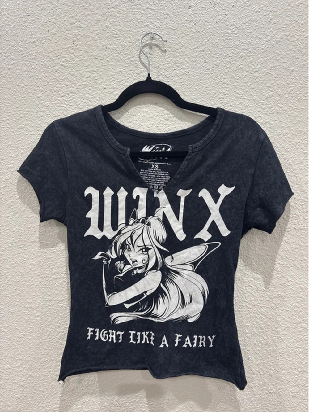 Winx Club Bloom Fight Like a Fairy Graphic Baby Tee Y2K XS